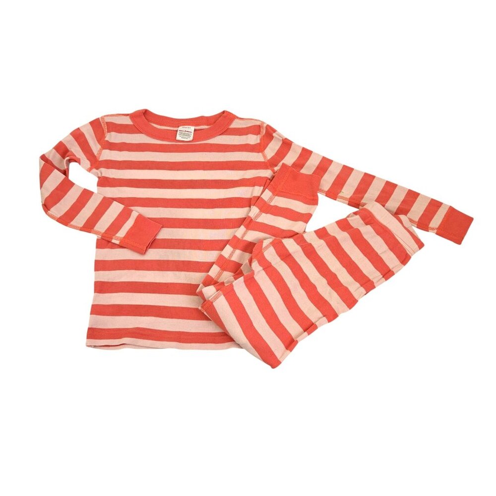 Hanna Andersson Girls 5 Orange Pink Striped Pajama Set Long Sleeve 4152